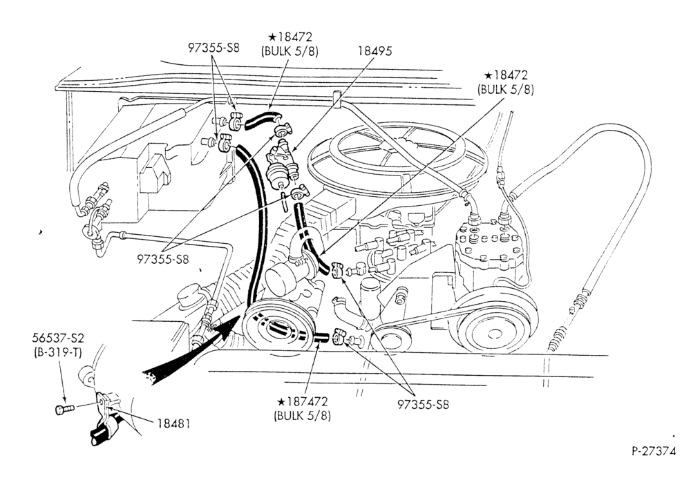 Схема HEATER HOSES & TUBES-8 cyl. - 5.0L - w/A/C - w/o aux. heat-E