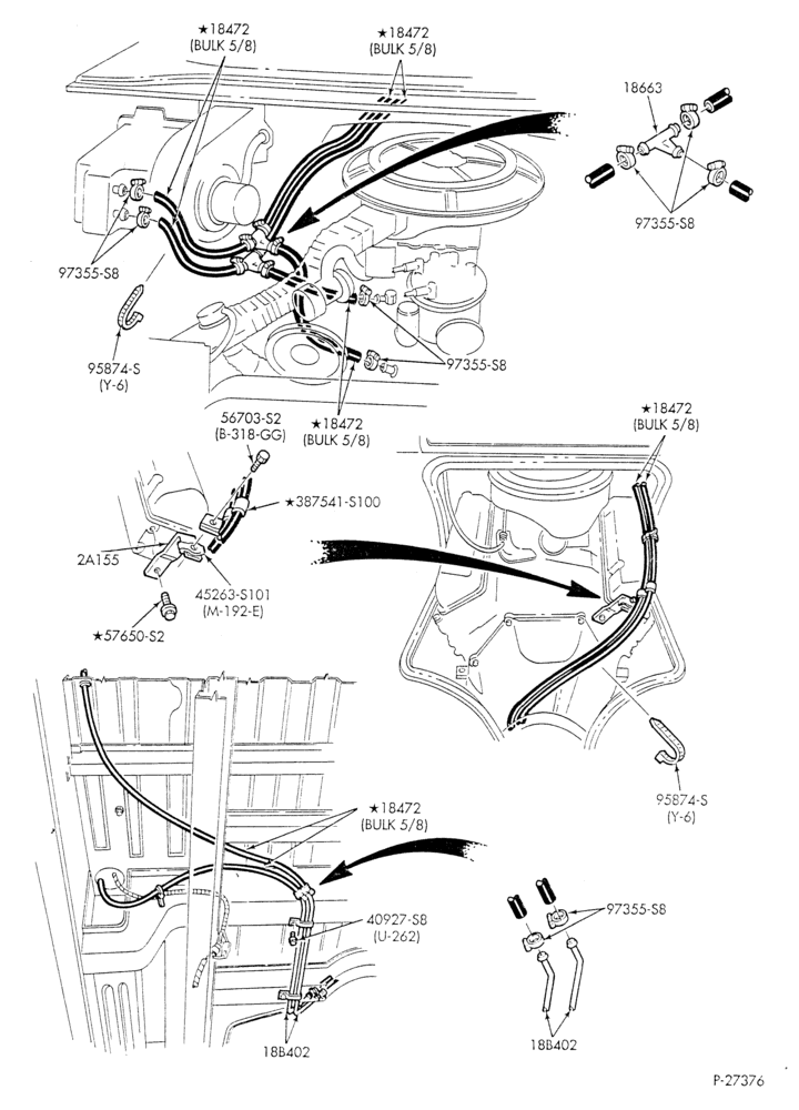 Схема HEATER HOSES & TUBES-8 cyl. - 5.0L - w/o A/C - w/aux. heat - L.W.B.-E