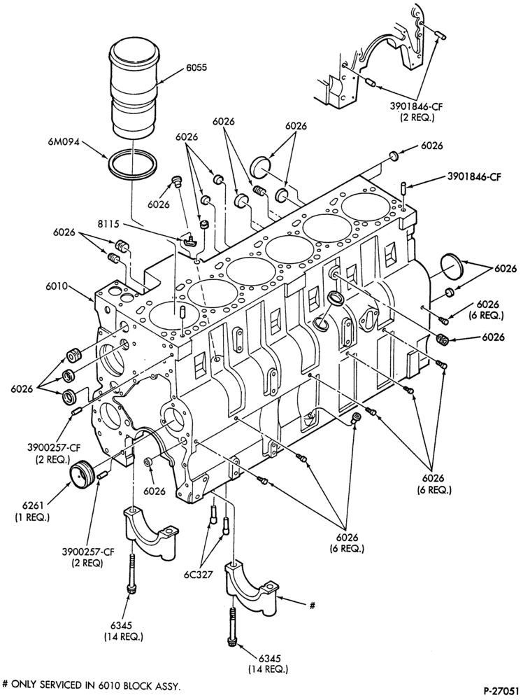 Схема ENGINE-CYLINDER BLOCK AND RELATED PARTS - FD-1460-B600/700