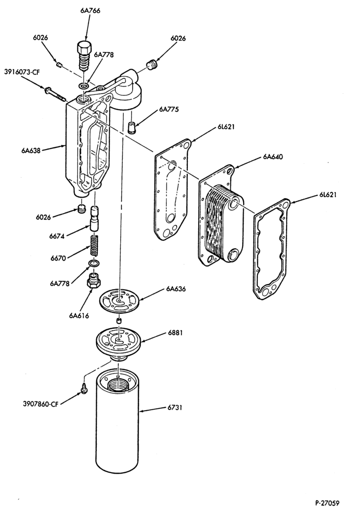 Схема ENGINE-OIL COOLER & RELATED PARTS - FD-1460-B600/700