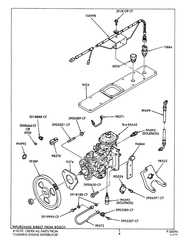 Схема 6 CYL. FD-1060 DIESEL-Fuel injection pump (in-line) and related parts - 160 H.P. ""Before 11/93''