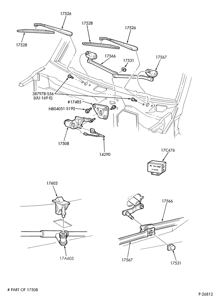 Схема WIPERS & WASHERS-Windshield wiper & washer parts - Page A-U150