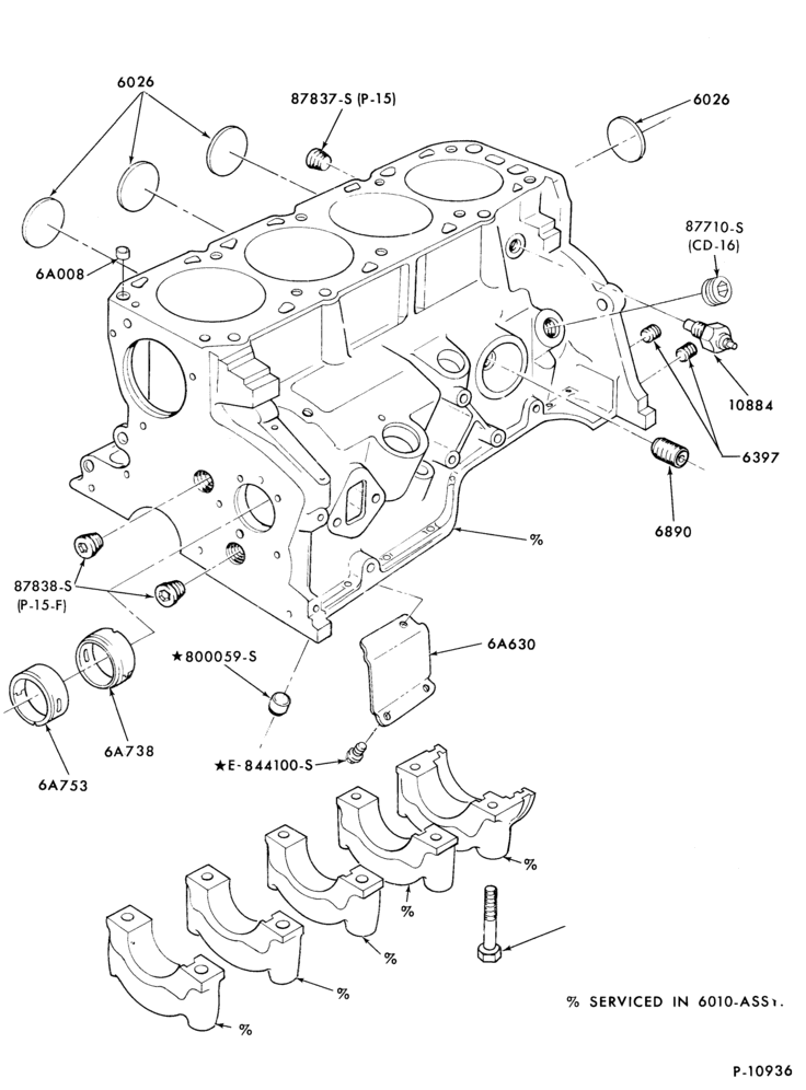 Схема 4 CYL. 2.3L (140 C.I.D.)-Cylinder block