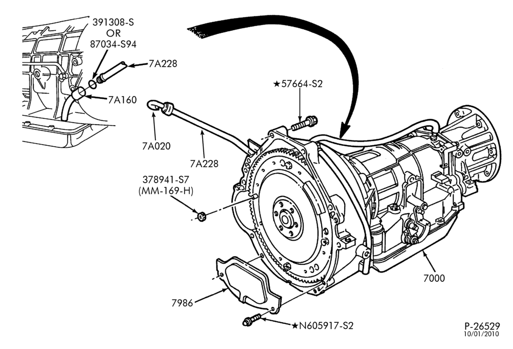 Схема 4R70W TYPE-EXTERNAL PARTS - Transmission installation - 4x4-U150