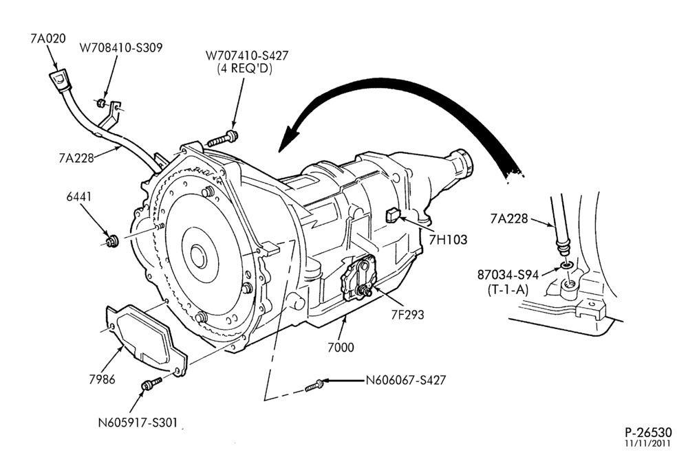 Схема 4R70W TYPE-EXTERNAL PARTS - Transmission installation - 4x2-U150