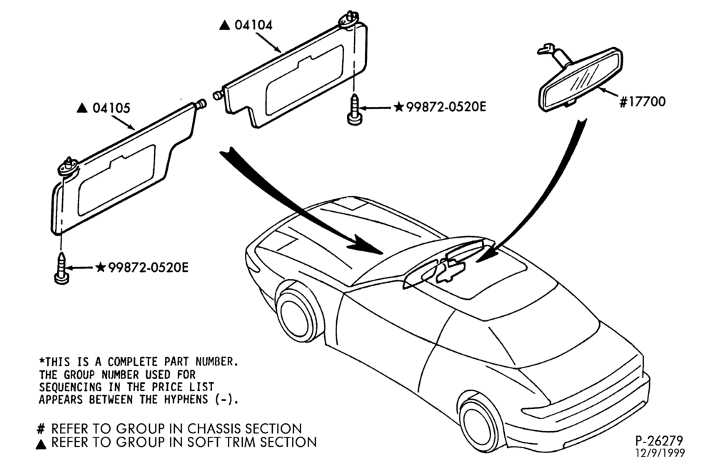 Схема INSTRUMENT PANEL AND FLOOR-Sun visor, vanity mirror and rear view mirror