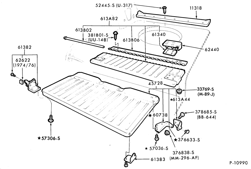 Схема SEATS AND SEAT BELTS-Rear seat - folding - body types 64 and 73