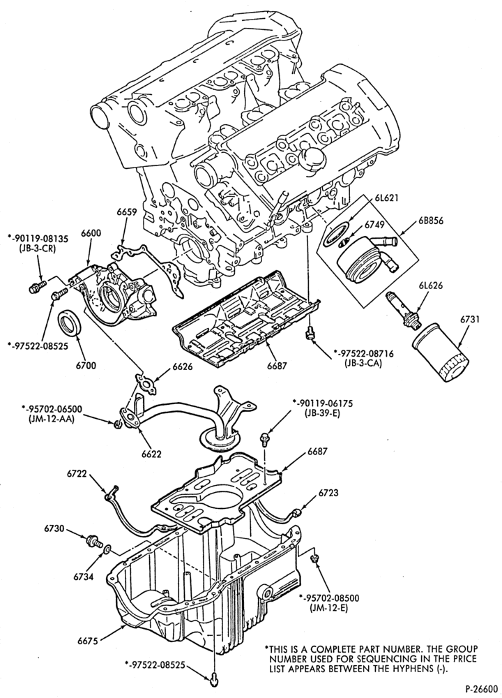 Схема 6 CYL. 3.2L - SHO-Oil pump, cooler, pan and related parts