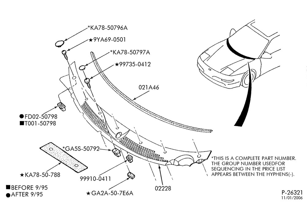 Схема INSTRUMENT PANEL AND FLOOR-Cowl insulators & grille