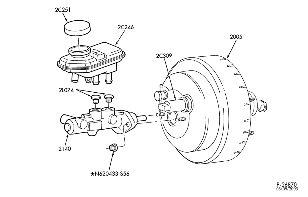 Схема BRAKES-Brake master cylinder asy. - w/o anti-lock brakes - exc.6 cyl. 3.8L