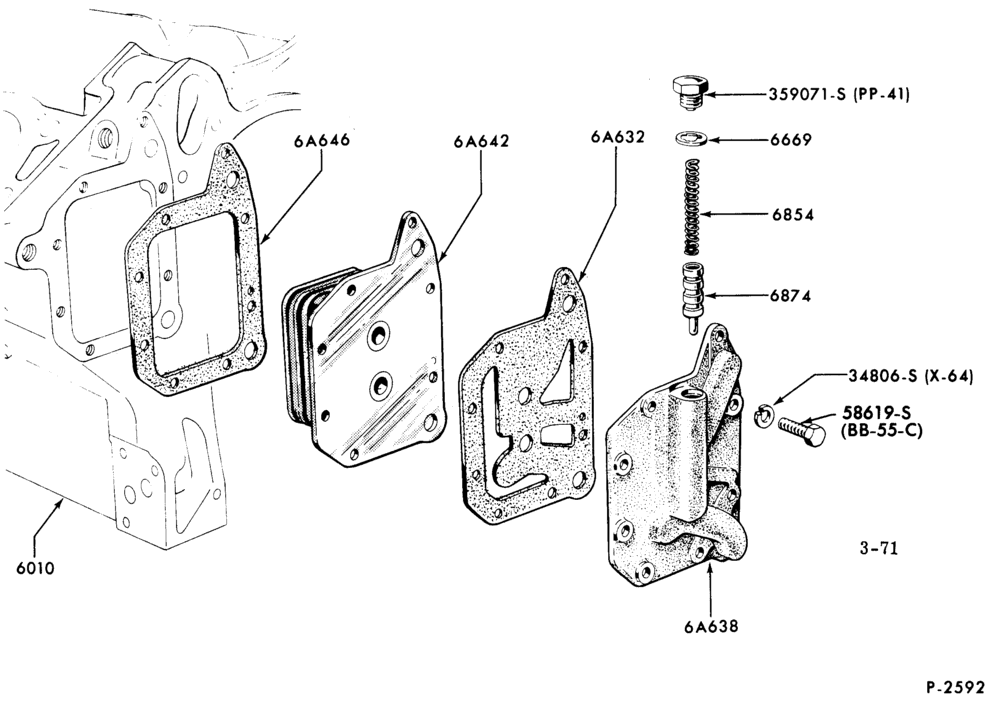 Схема 8 CYL. 7.8L AND 8.8L (477 AND 534 C.I.D.) GAS-OIL COOLER