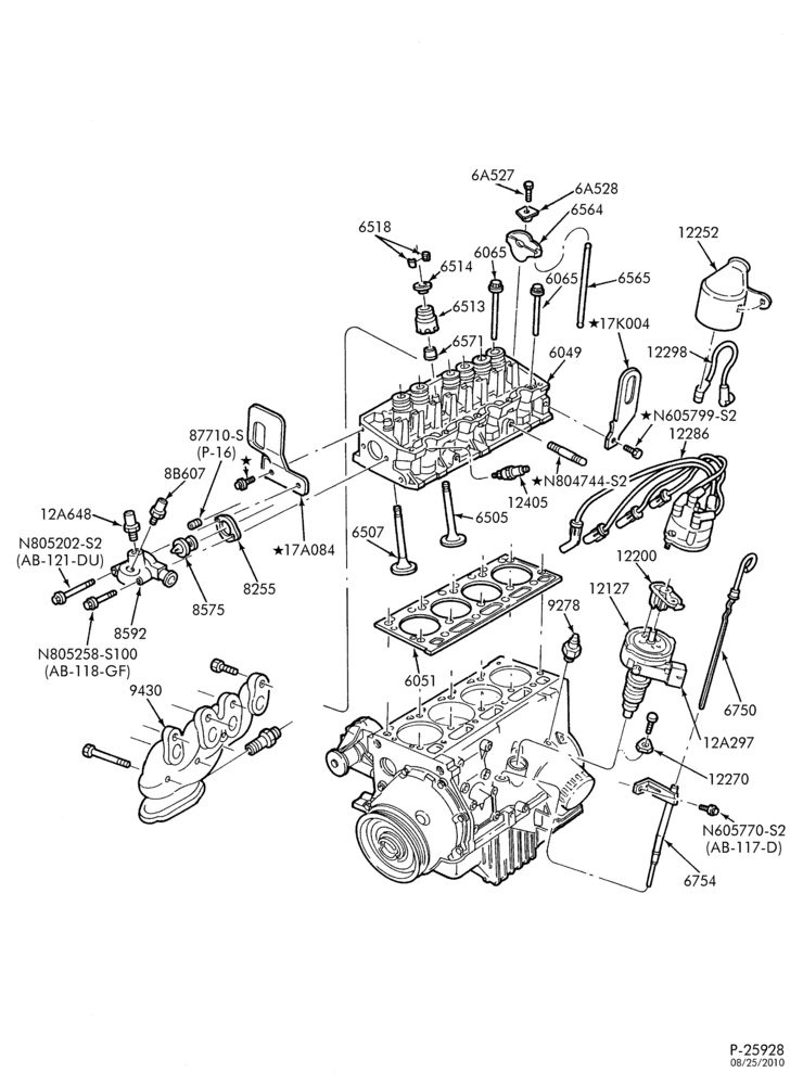 Схема 4 CYL. 2.3L (140 C.I.D.) HSC-Cylinder block- external