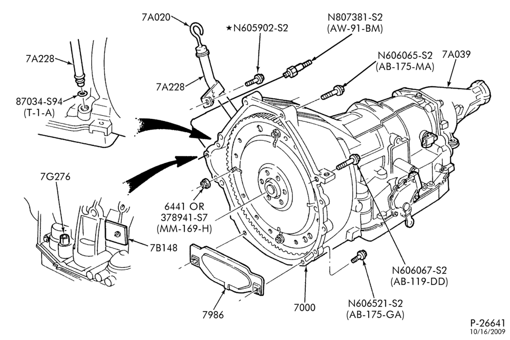 Схема 4R70W TYPE - EXTERNAL PARTS-Transmission installation - 8 cyl. 4.6L