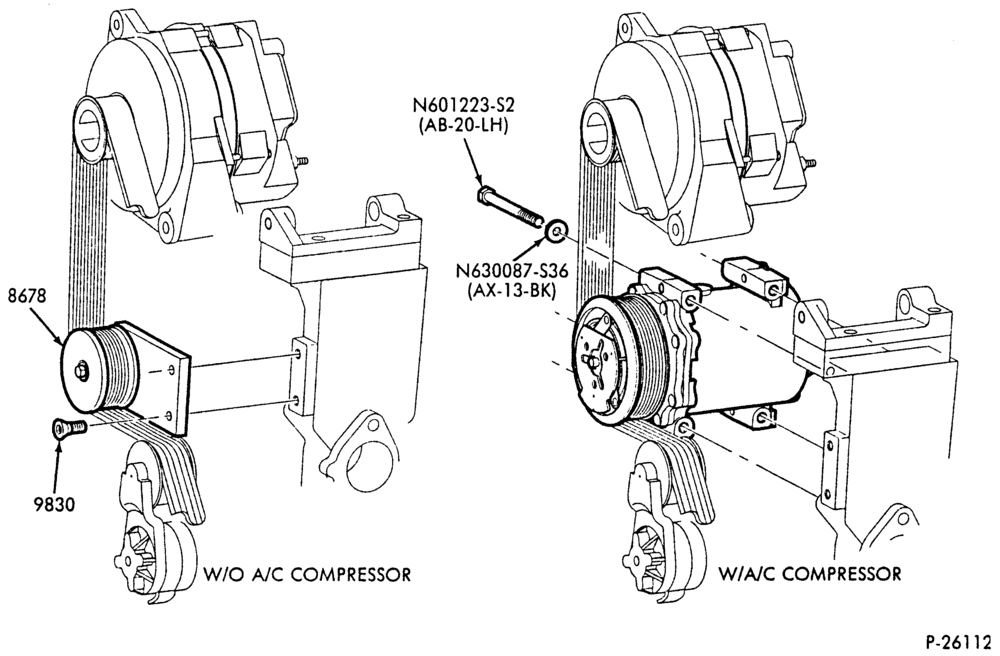 Схема AIR CONDITIONING-Compressor instal. (integral A/C) - 6 cyl. FD-1060 & FD-1460 diesel-F-FT600/900