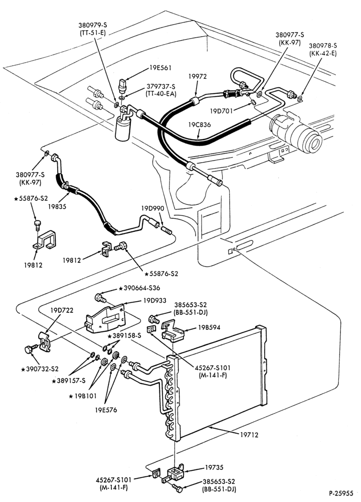 Схема AC HOSES & TUBES-8 cyl. - 5.0L-F,J