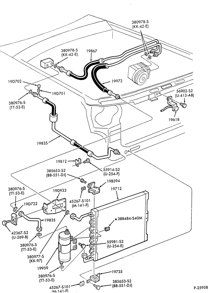 Схема AC HOSES & TUBES-8 cyl. - 4.2L-F,J