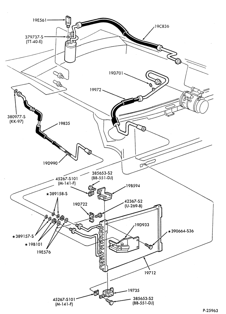 Схема AC HOSES & TUBES-8 cyl. - 5.0L-F,J