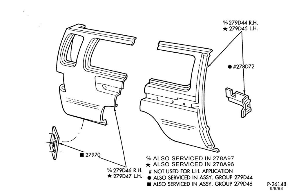 Схема SHEET METAL-Upper body sheet metal repair panels - rear quarter - R.H. & L.H. - with sliding cargo door-E150/450