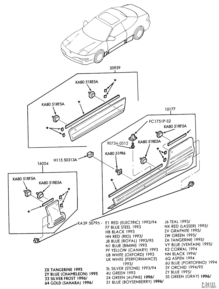 Схема PROBE -- BODY SIDE LOWER WIDE MOULDINGS