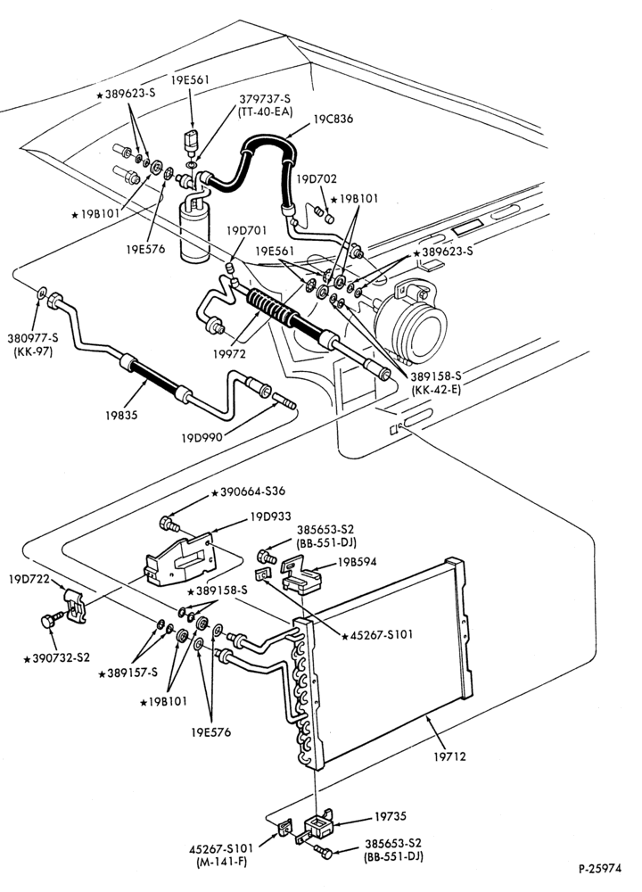 Схема AC HOSES & TUBES-4 cyl. - 2.3L - Turbo-F,J