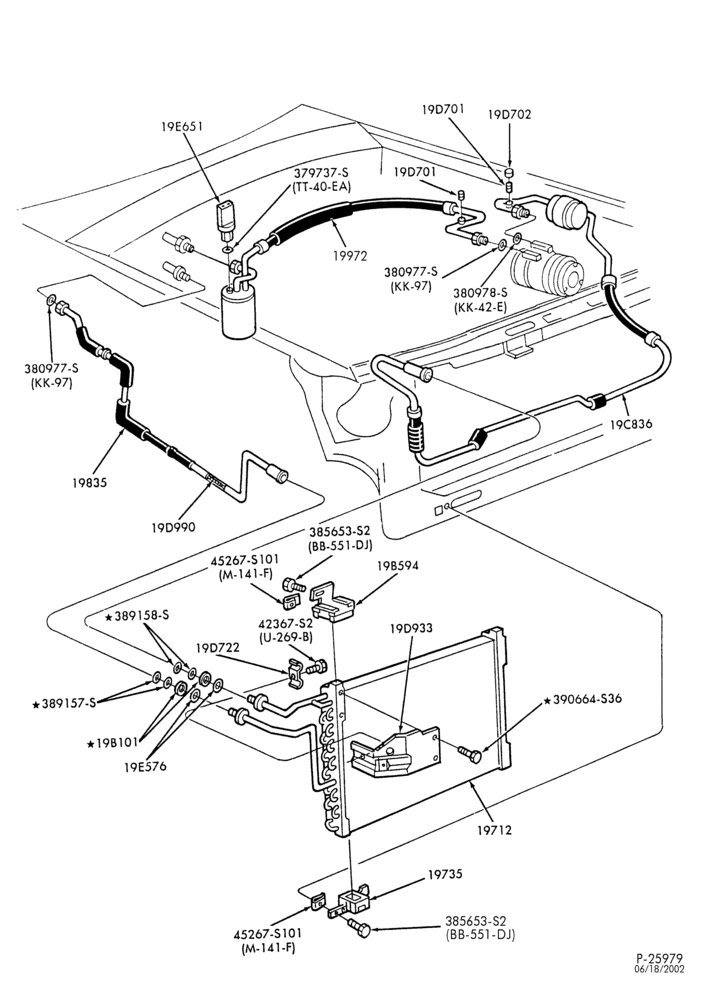 Схема AC HOSES & TUBES-8 cyl. - 5.0L-S,MF