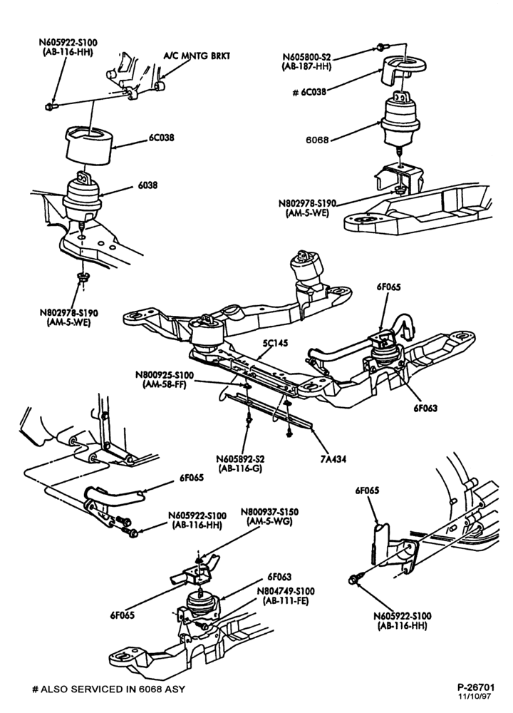Схема 6 CYL. 3.2L - SHO-Engine supports - E (Taurus)