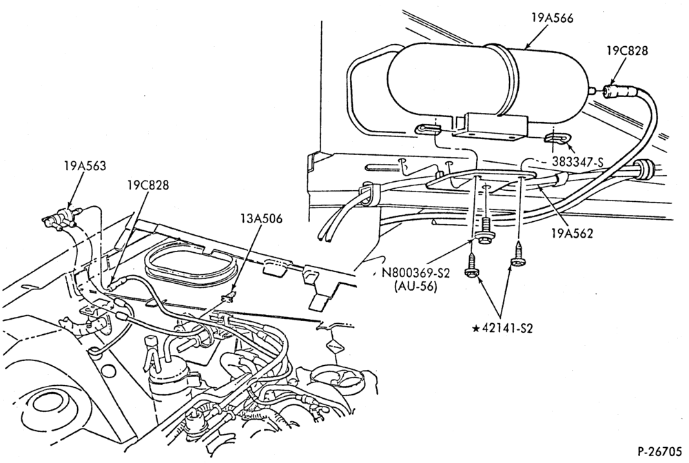 Схема AIR CONDITIONER-Vacuum tank & hoses