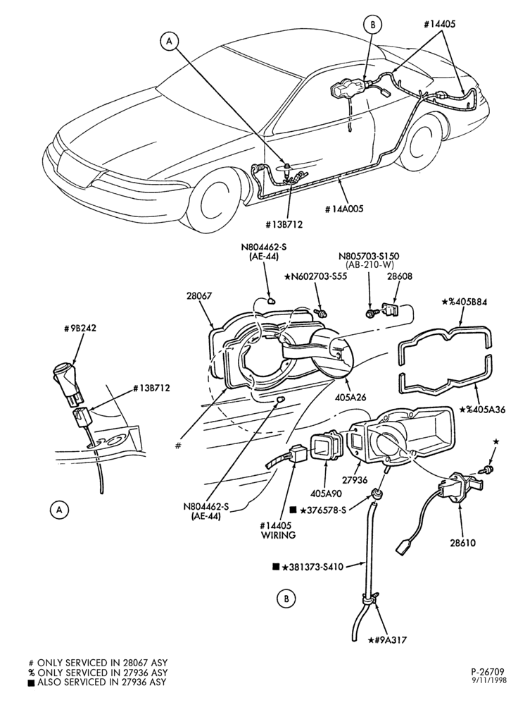 Схема LIFT/TAILGATE, LUGGAGE & BACK WINDOW-Fuel filler door - with remote release
