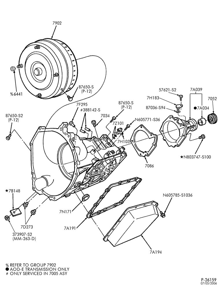 Схема 4R70W TYPE - INTERNAL PARTS-Case, converter assembly, extension & related parts