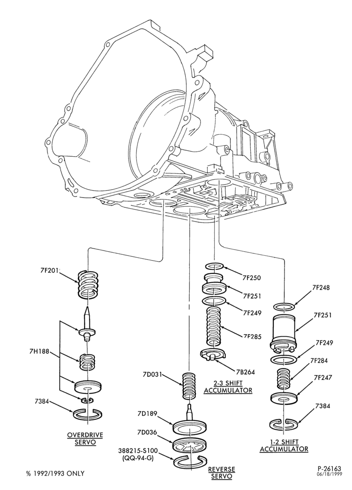 Схема 4R70W TYPE-INTERNAL PARTS - Accumulator, reverse, overdrive band & servo-U150