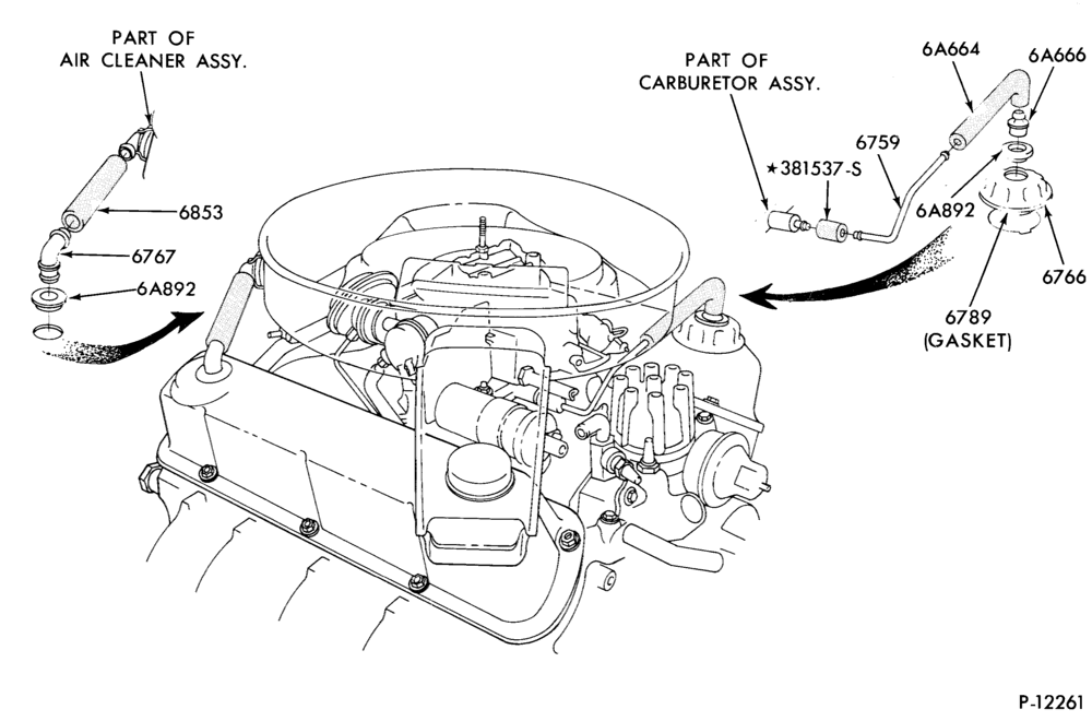 Схема 8 CYL. 4.2L (255 C.I.D.)-Crankcase ventilation system