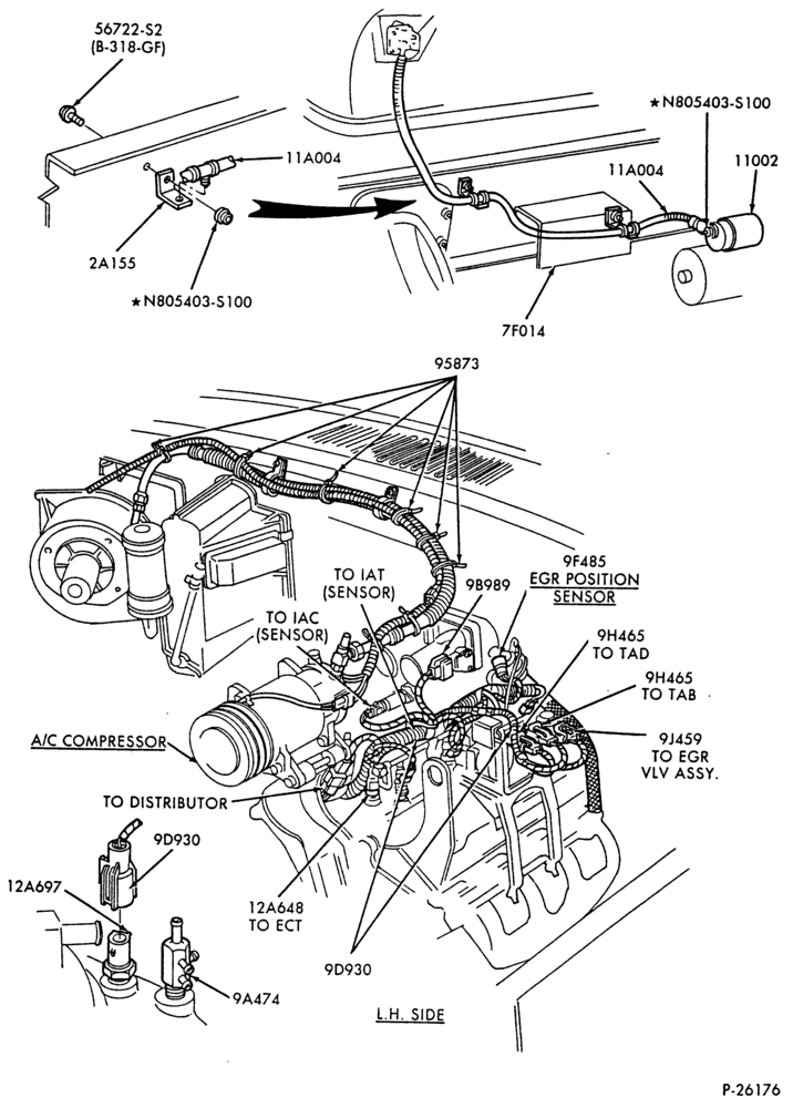 Схема Генератор, INSTRUMENT CLUSTER, BATTERY-Engine wiring - 8 cyl. 7.0L MFI gas - Page B