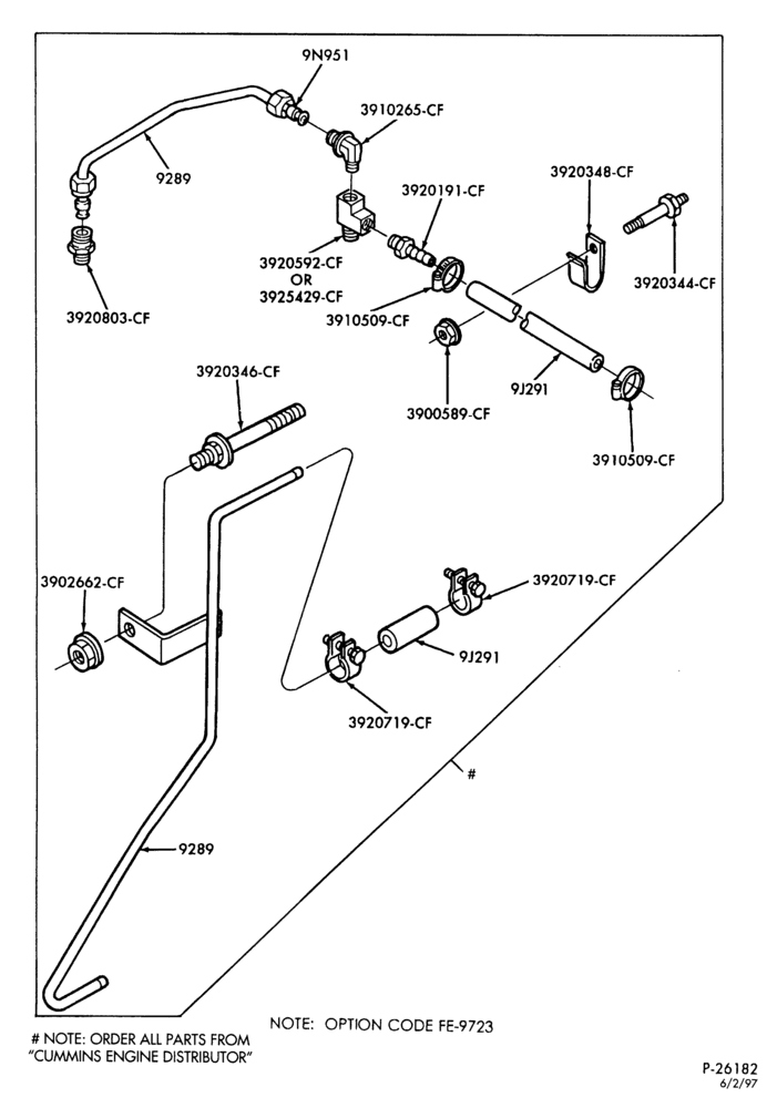 Схема 6 CYL. FD-1060 DIESEL-Air fuel control plumbing - fuel injection - (in-line) pump