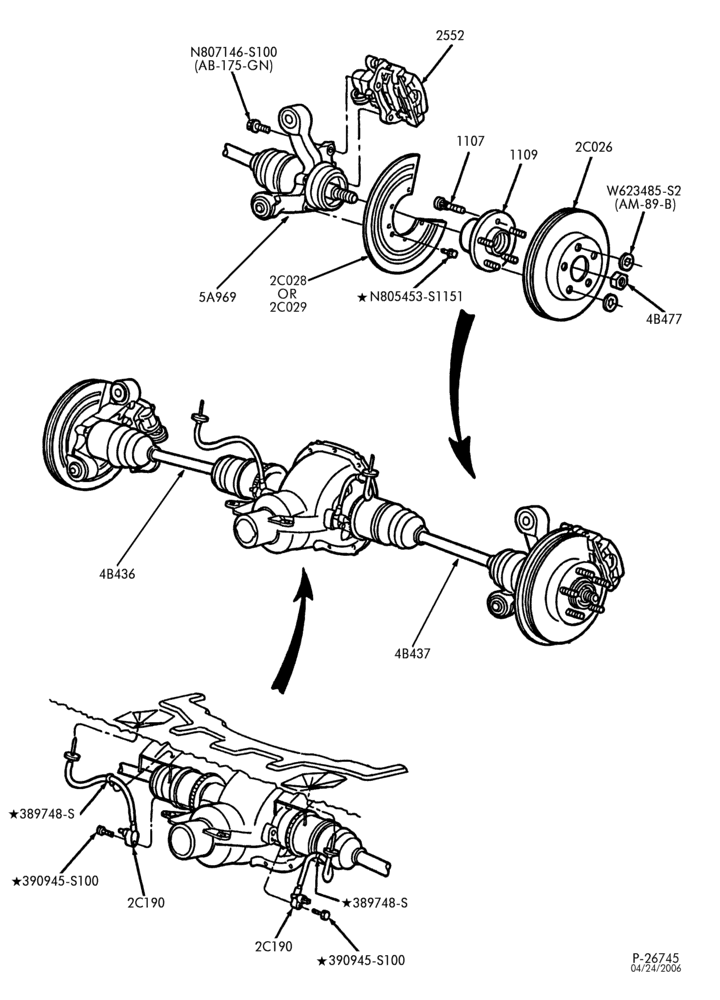 Схема BRAKES-Brake asy. - disc rear brake mounting