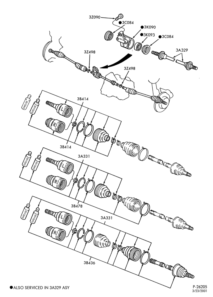 Схема FRONT SUSPENSION-Front wheel driveshaft and joint asy.