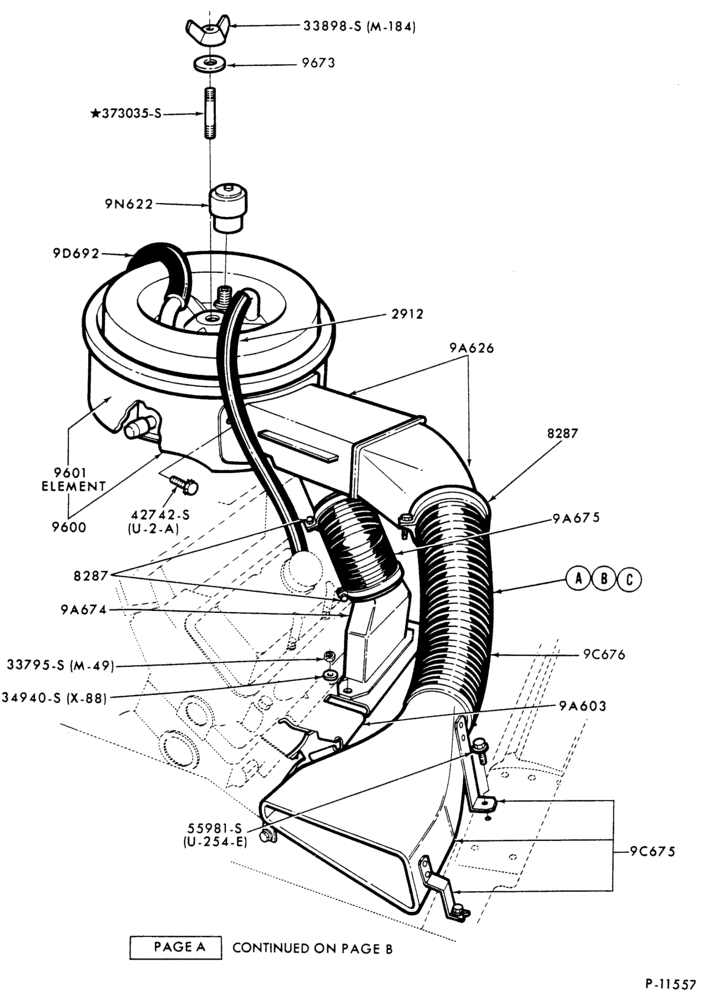 Схема 8 CYL. 6.1L, 7.0L (370, 429 C.I.D.) GAS-Air cleaner- Page A
