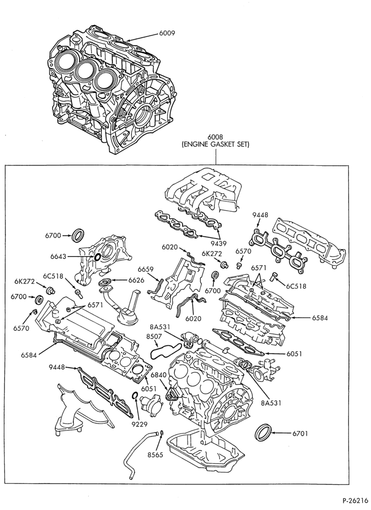 Схема 6 CYL. 2.5L - DOHC-Engine gasket kit