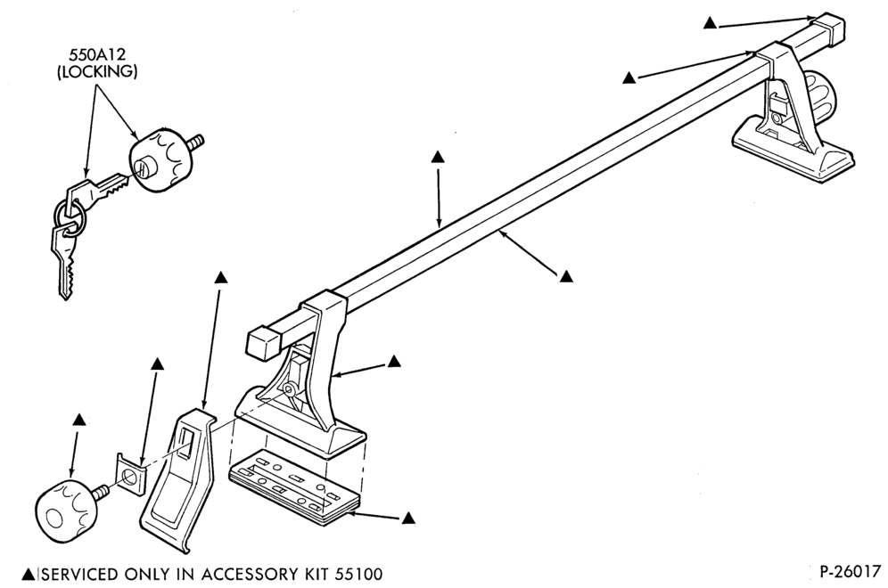 Схема LIFT/TAILGATE, LUGGAGE & BACK WINDOW-Luggage carrier - clamp-on accessory rack - B/T 54