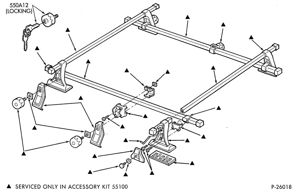 Схема LIFT/TAILGATE, LUGGAGE & BACK WINDOW-Luggage carrier - clamp-on accessory rack - B/T 61