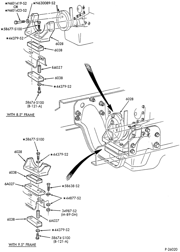 Схема 6 CYL. FD-1060 DIESEL-ENGINE SUPPORTS - front-B600/700