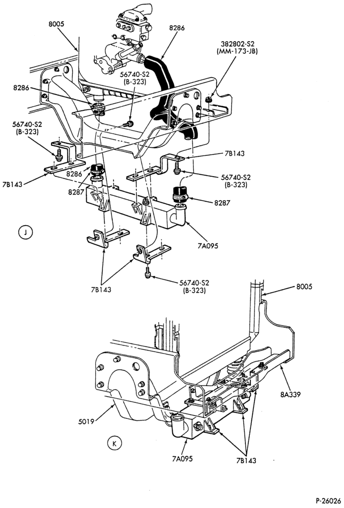 Схема AT 542 & AT 545-OIL COOLER LINES - AT 542 and AT 545 - 6 cyl. FD-1060 diesel - Page B-B600/700