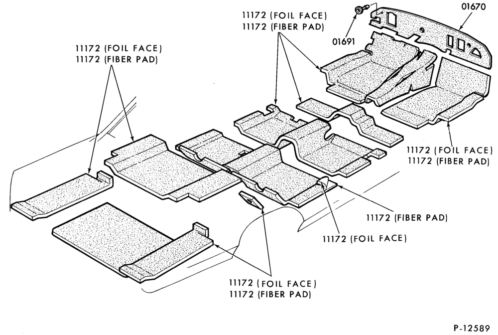 Схема SOFT, INTERIOR TRIM-Floor insulators - body types 54 and 66 - Mercury