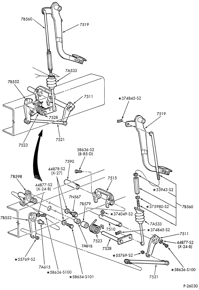 Схема EXTERNAL PARTS-CLUTCH and BRAKE PEDAL PARTS - Clutch pedal linkage - 6 cyl. FD-1060 & FD-1460-B600/700