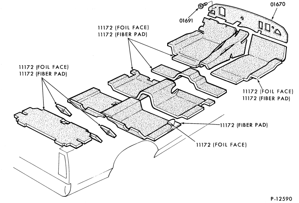 Схема SOFT, INTERIOR TRIM-Floor insulators - body type 54 - body type 74 - Mercury