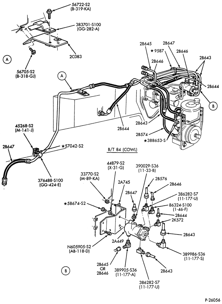 Схема PARKING BRAKES-Parking brake system - hydraulic - front section - 6 cyl. FD-1060 diesel - Page A-B600/700