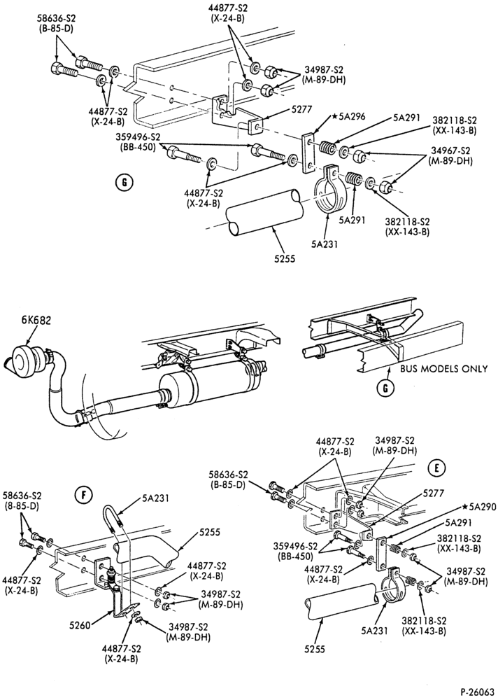 Схема EXHAUST SYSTEM-6 cyl. FD-1060 & FD-1460 diesel - single exhaust - horizontal exhaust - B/T 84 - Page B-F-FT700/900
