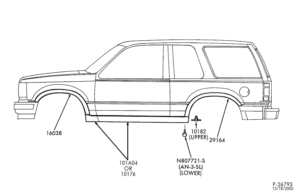 Схема MOULDING - ROCKER PANEL - W/O RUNNING BOARDS)