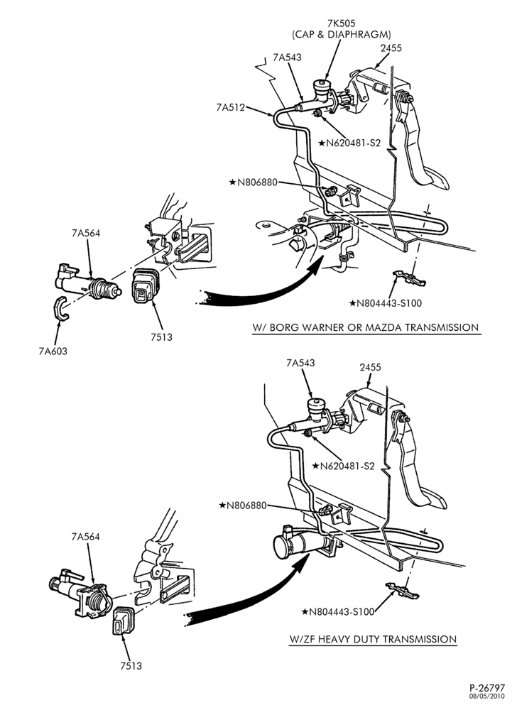 Схема EXTERNAL PARTS-Clutch & brake pedal - hydraulic actuated - Page B-U150