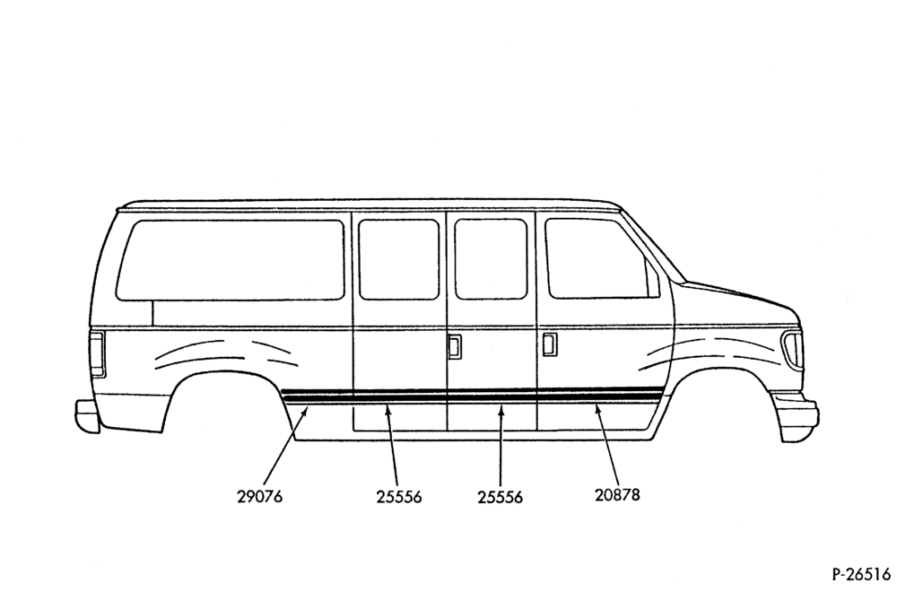 Схема MOULDING BODY SIDE LOWER - W/HINGED DOOR