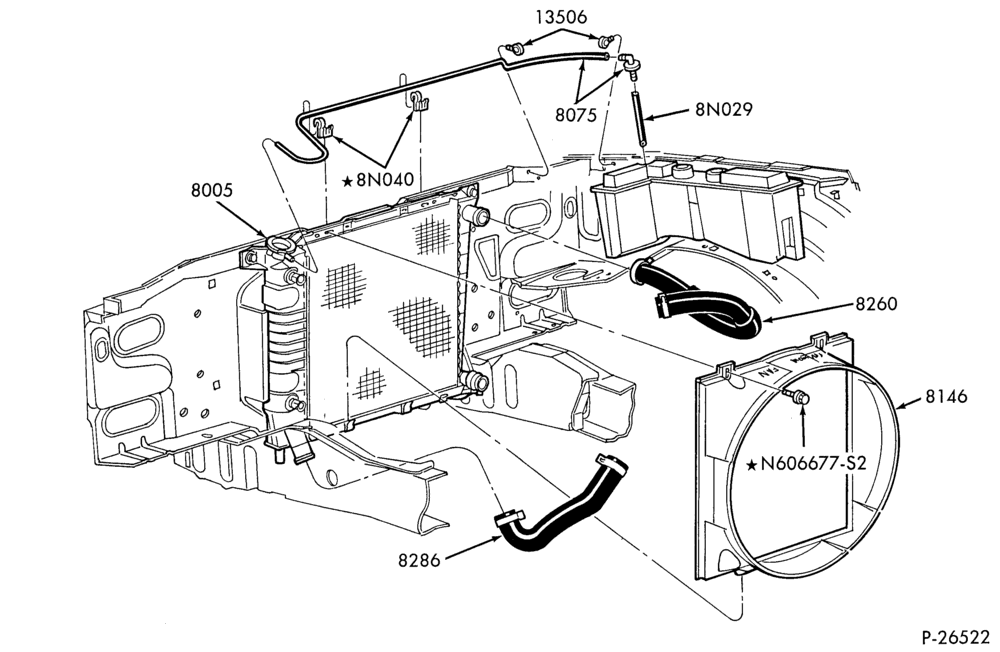 Схема Радиатор, GRILL AND COOLING-Cooling system & related parts - 6 cyl. 4.0L-OHV-R